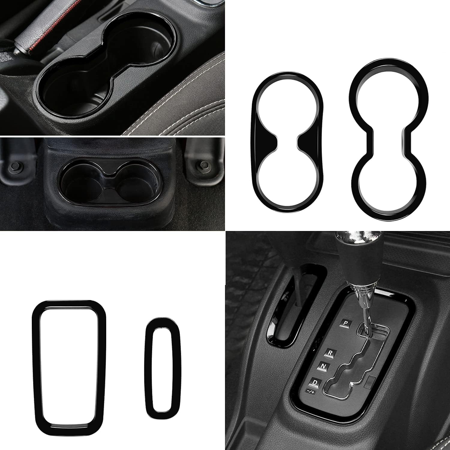 18pcs/Set ABS Interior Mouldings Decoration Kit Trim Cover Compatible with Jeep Wrangler JK 4-Door 2011-2017 (Black)