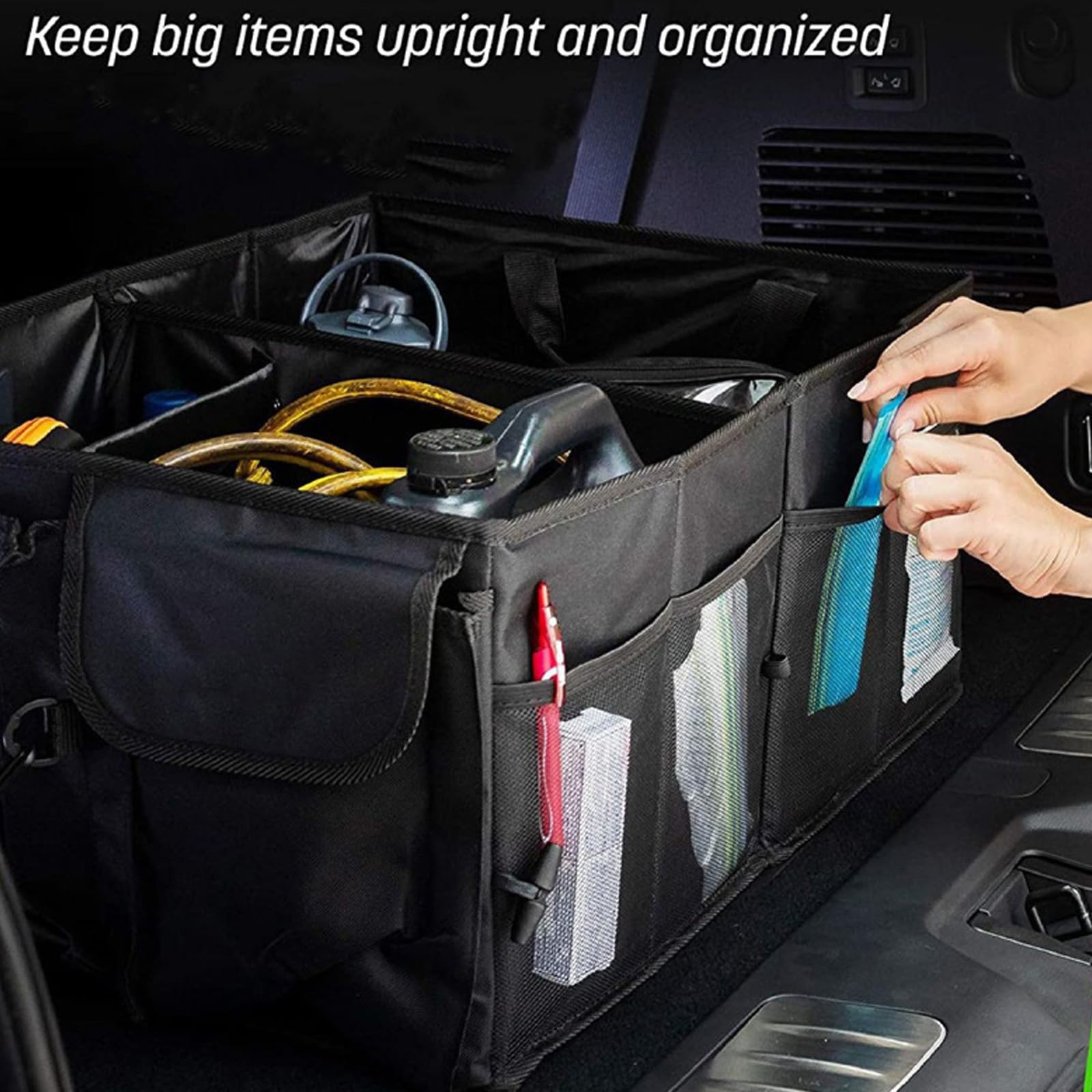 Generisch Große Kapazität, 68 l, mehrere Fächer, Auto Aufbewahrungsbox, faltbares Design für SUV, Limousine, LKW, Fahrzeug, Organisation, Reisen, Kofferraum, Aufbewahrungsbehälter