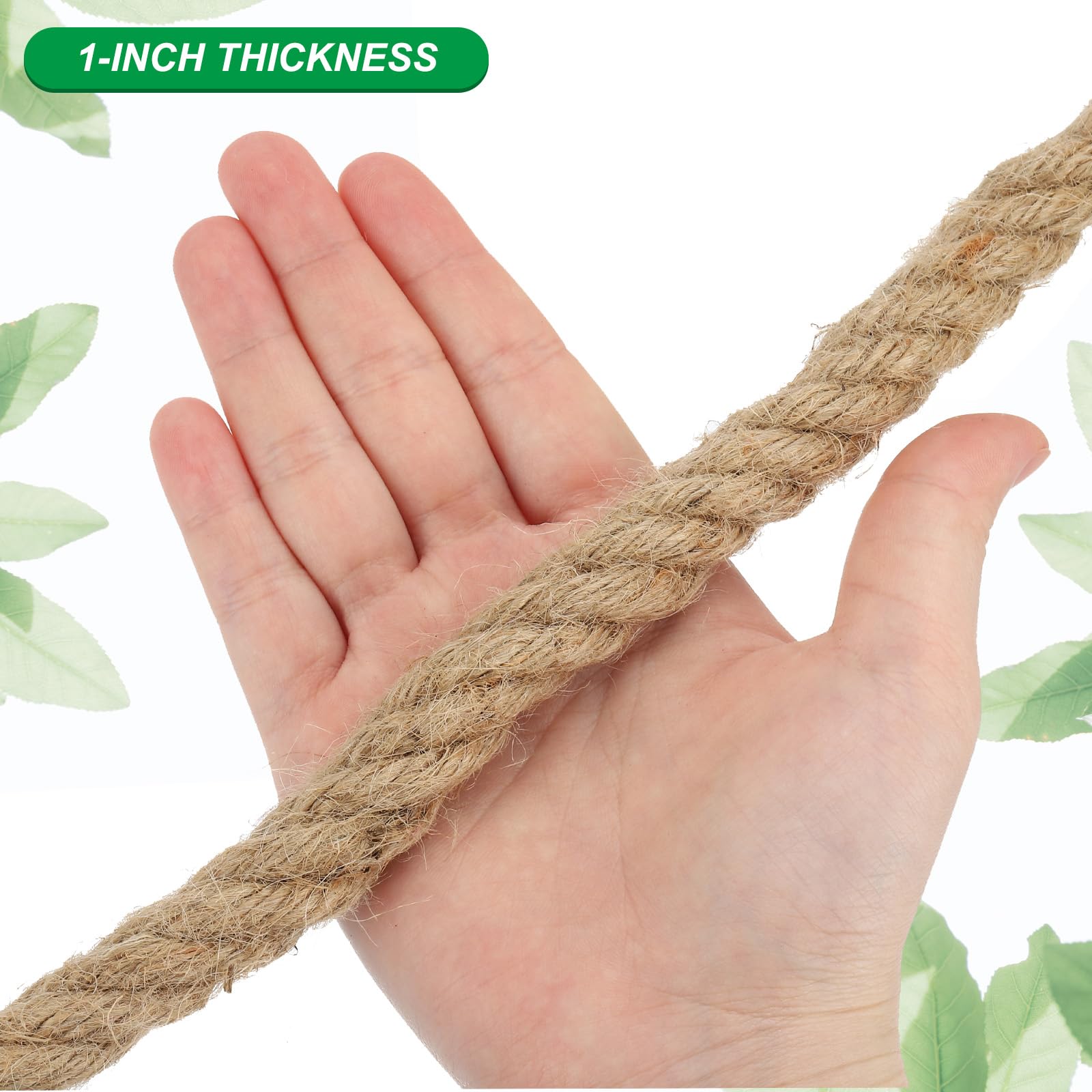 Corda Manila intrecciata da 1,5 m, spesso spago di iuta naturale per lavori artigianali, pontili di tiro alla fune e ringhiere, corda di iuta resistente per decorazioni rustiche