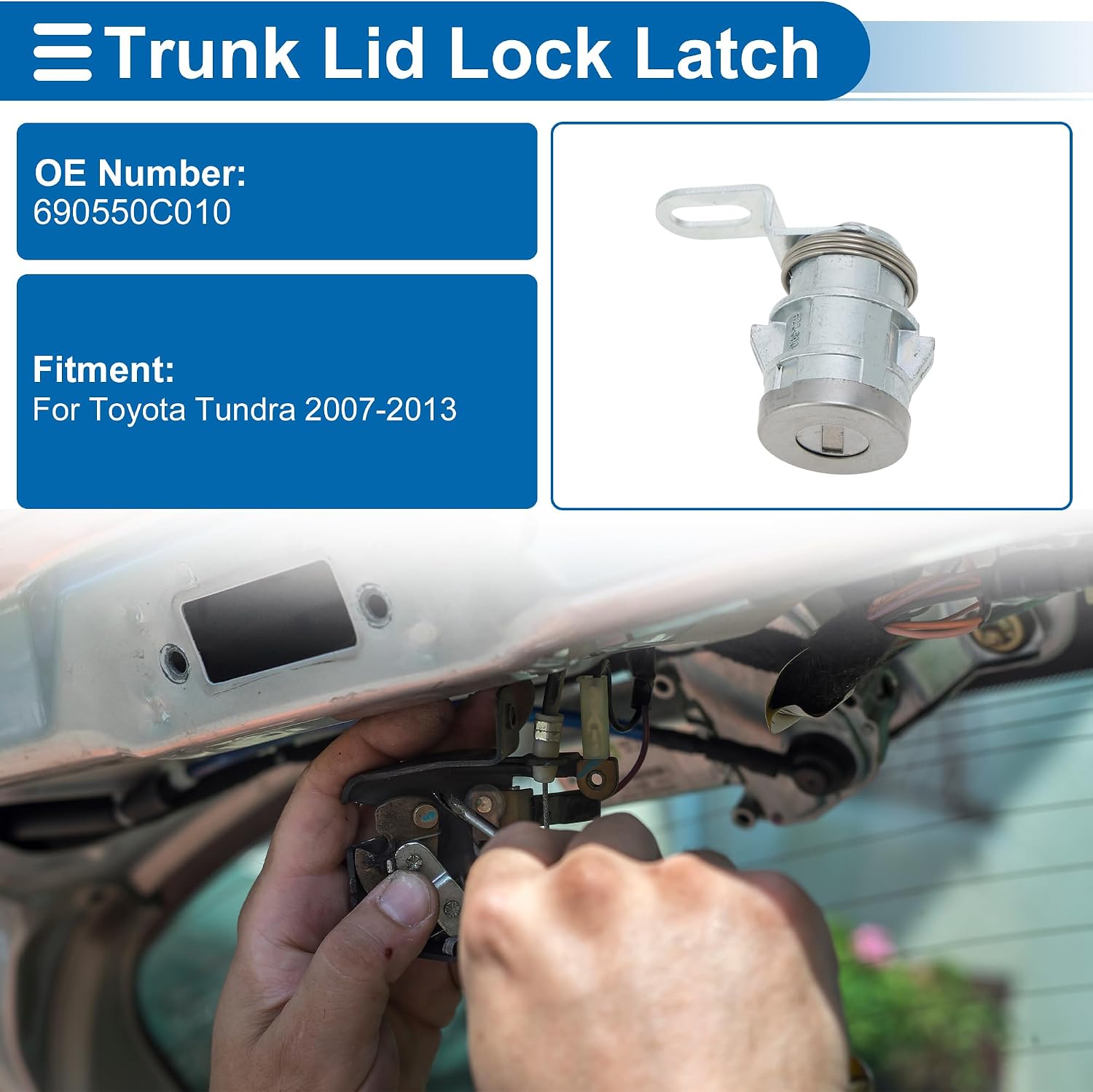 Trunk Lock Cylinder with Tailgate Lock Cylinder and Keys for Toyota Tundra 2007-2013 Rear Tailgate Release Hatch Latch No.690550C010 Metal 1 Set