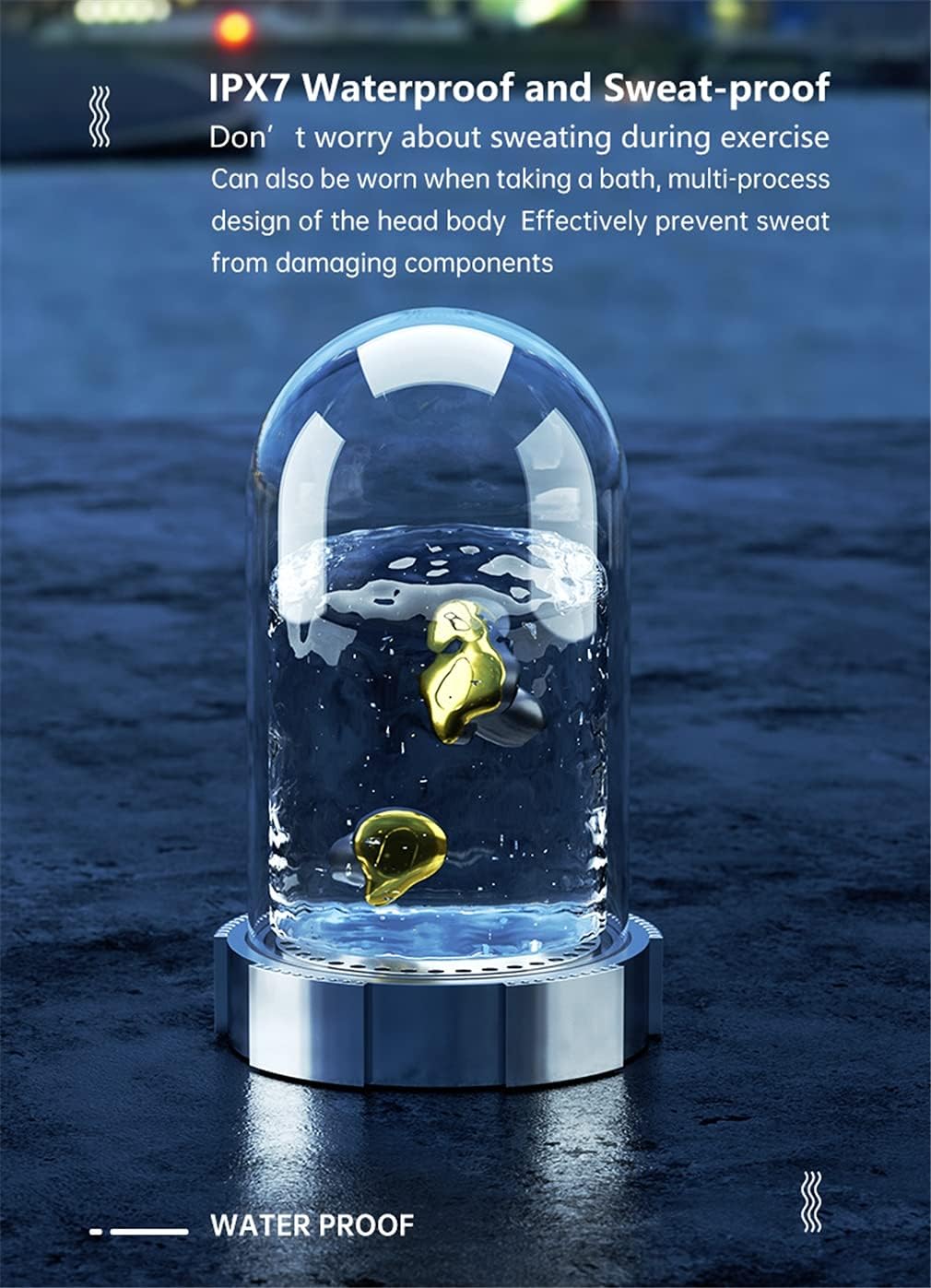 TWS Bluetooth 5.1 Wireless Earbuds Touch Control IPX7 Waterproof Headset in Ear with Mic 180 Hours Playtime Earphones - with Smart LED Display Charging Case,Silver