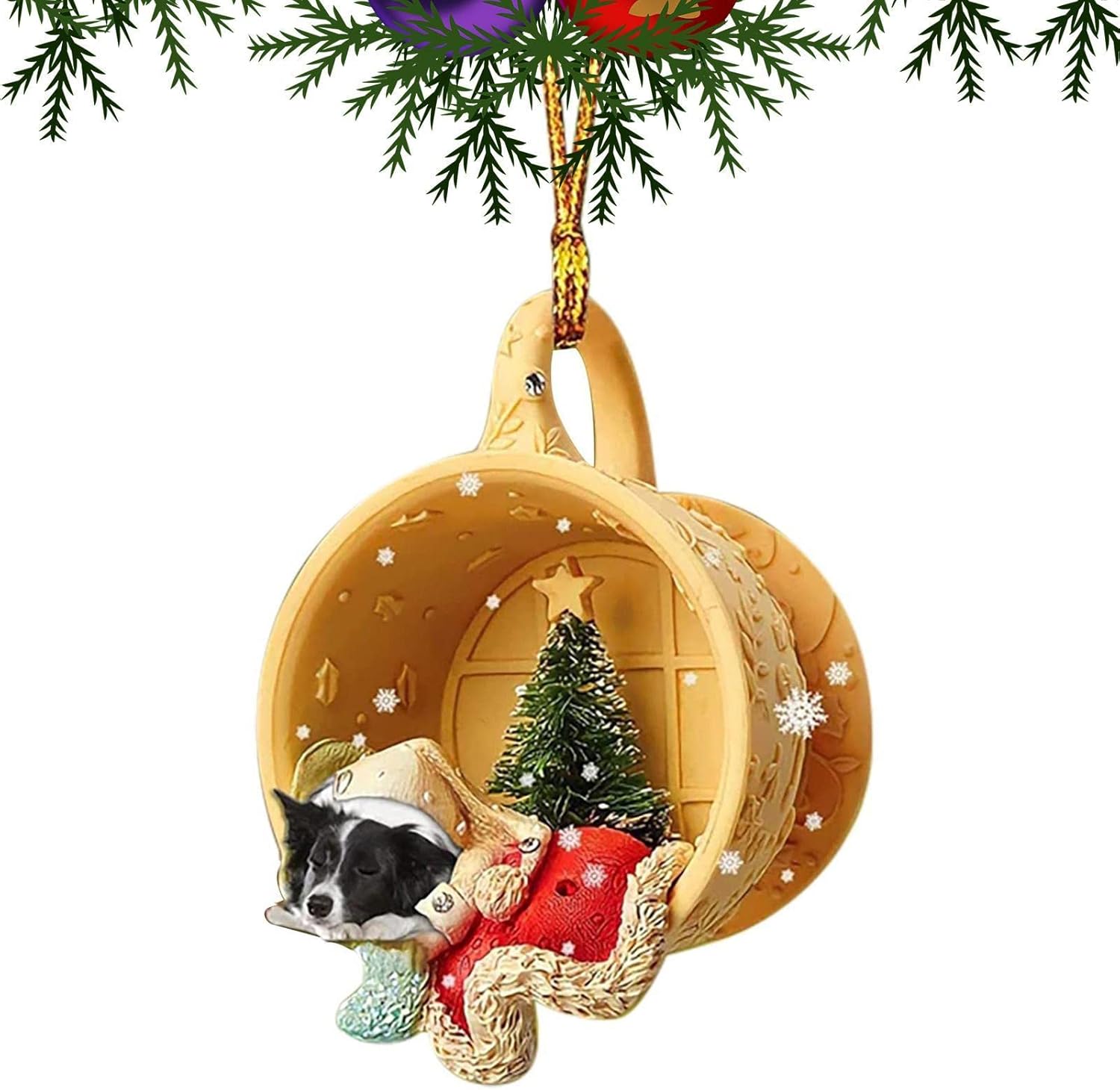 Christmas Tree Dog Pendant,2D Christmas Dog Hanging Ornaments Funny