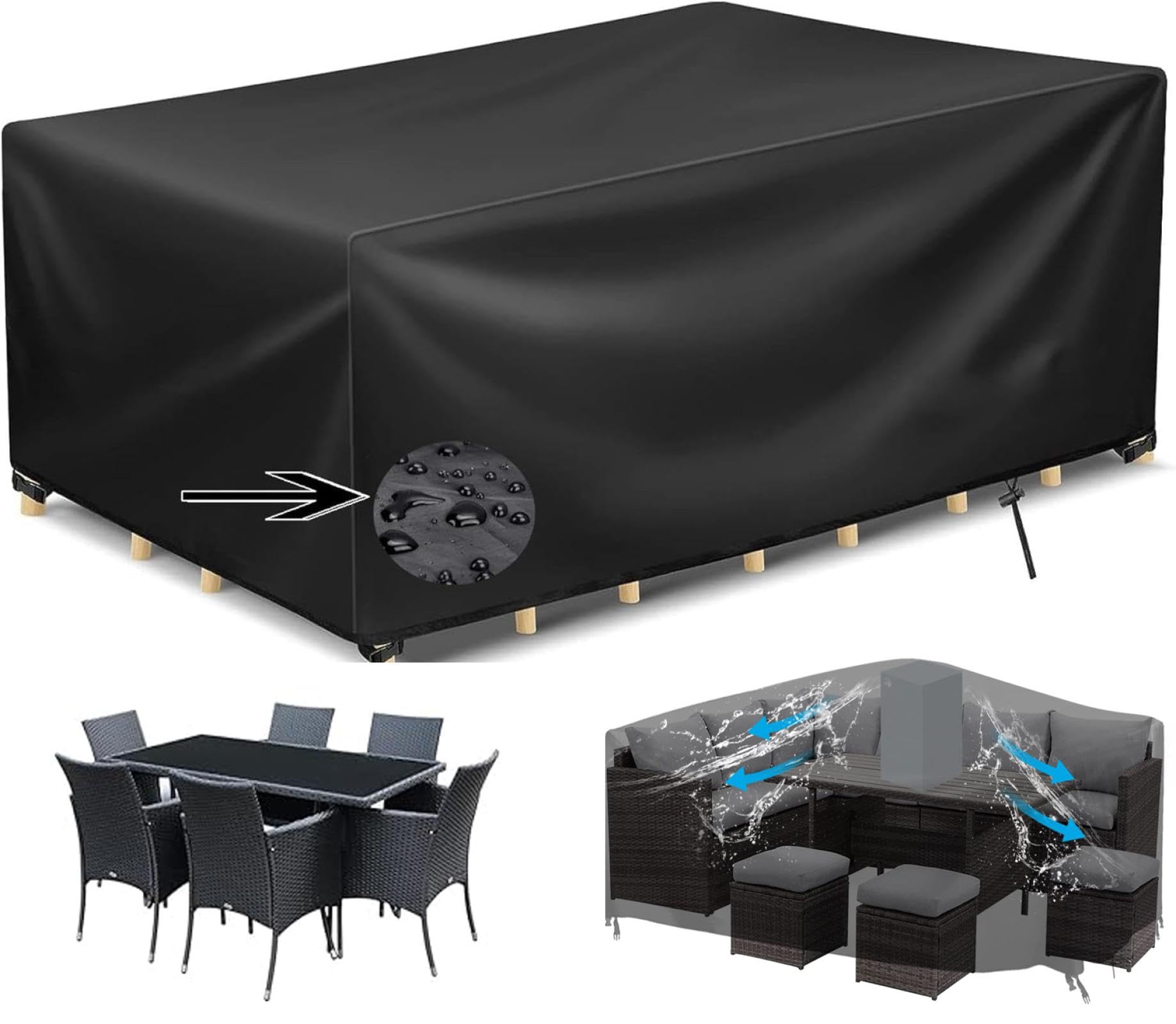 Housse de Table de Jardin Imperméable Protection Tous Temps en Oxford 420D Haute Densité
