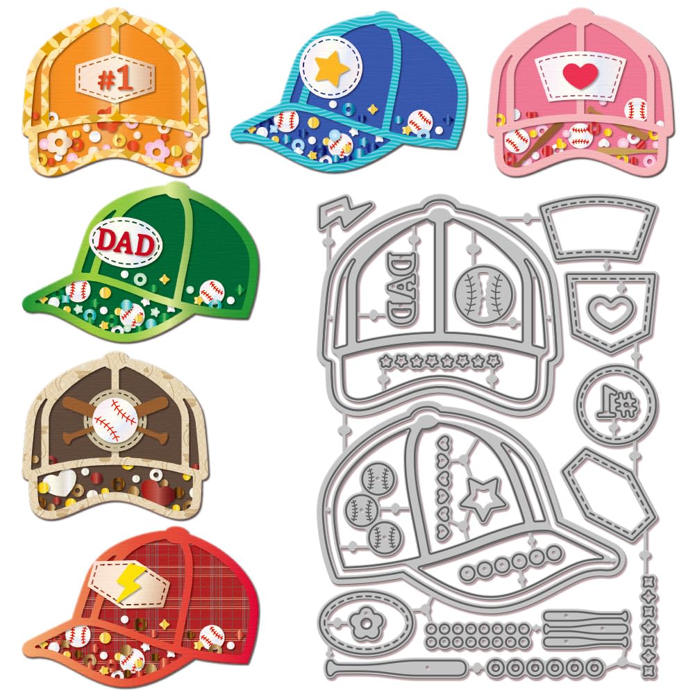 GLOBLELAND Baseball Cap Cutting Dies Metal Hat Shake Die Cuts Sports Cap Background Cutting Embossing Templates for Scrapbooking Crafts Paper Cards Making