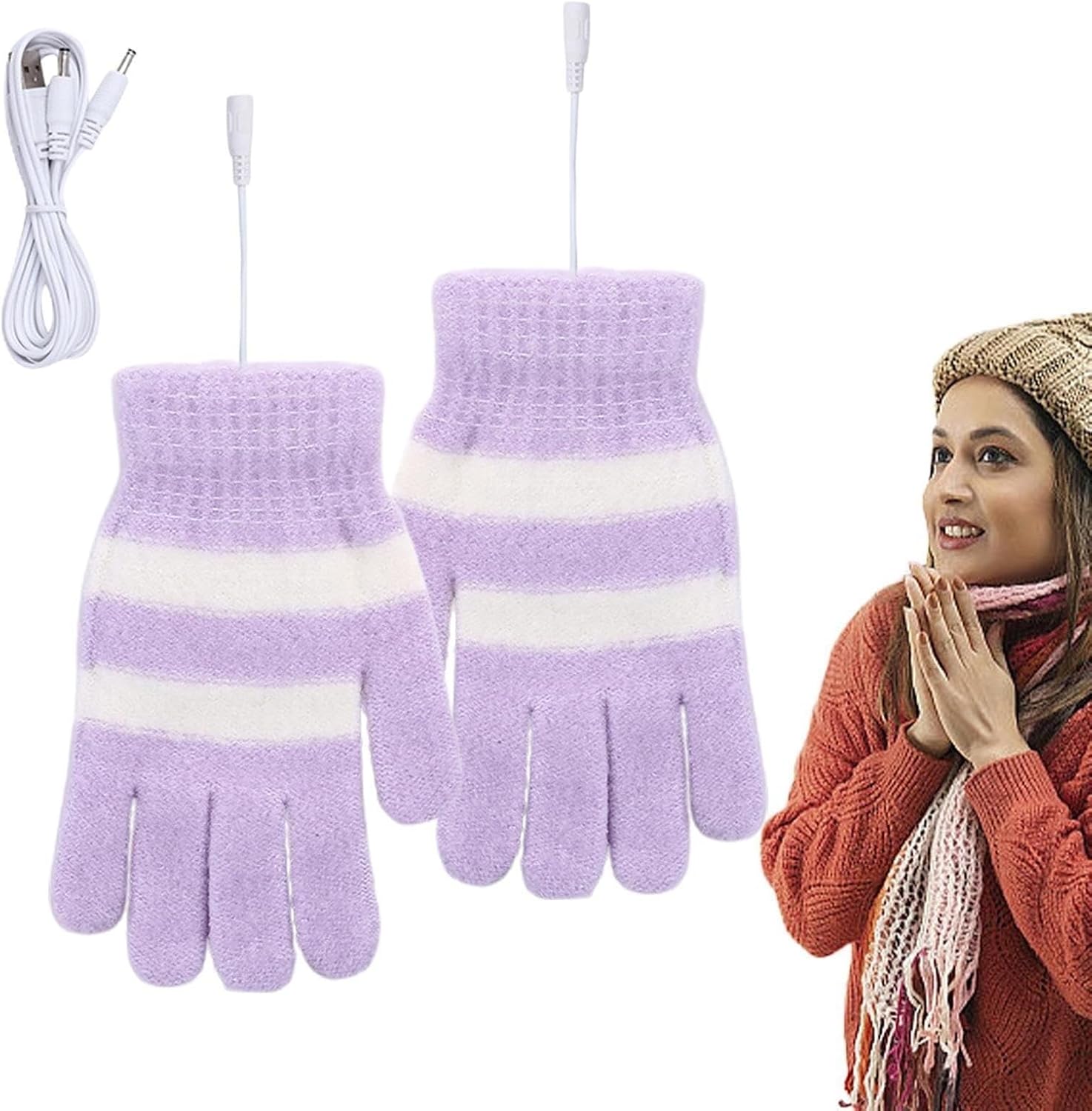 Heated Gloves for Men Women, USB Rechargeable Full-Finger Electric Heating Gloves, for Fishing, Cycling, Climbing Outdoor Sports