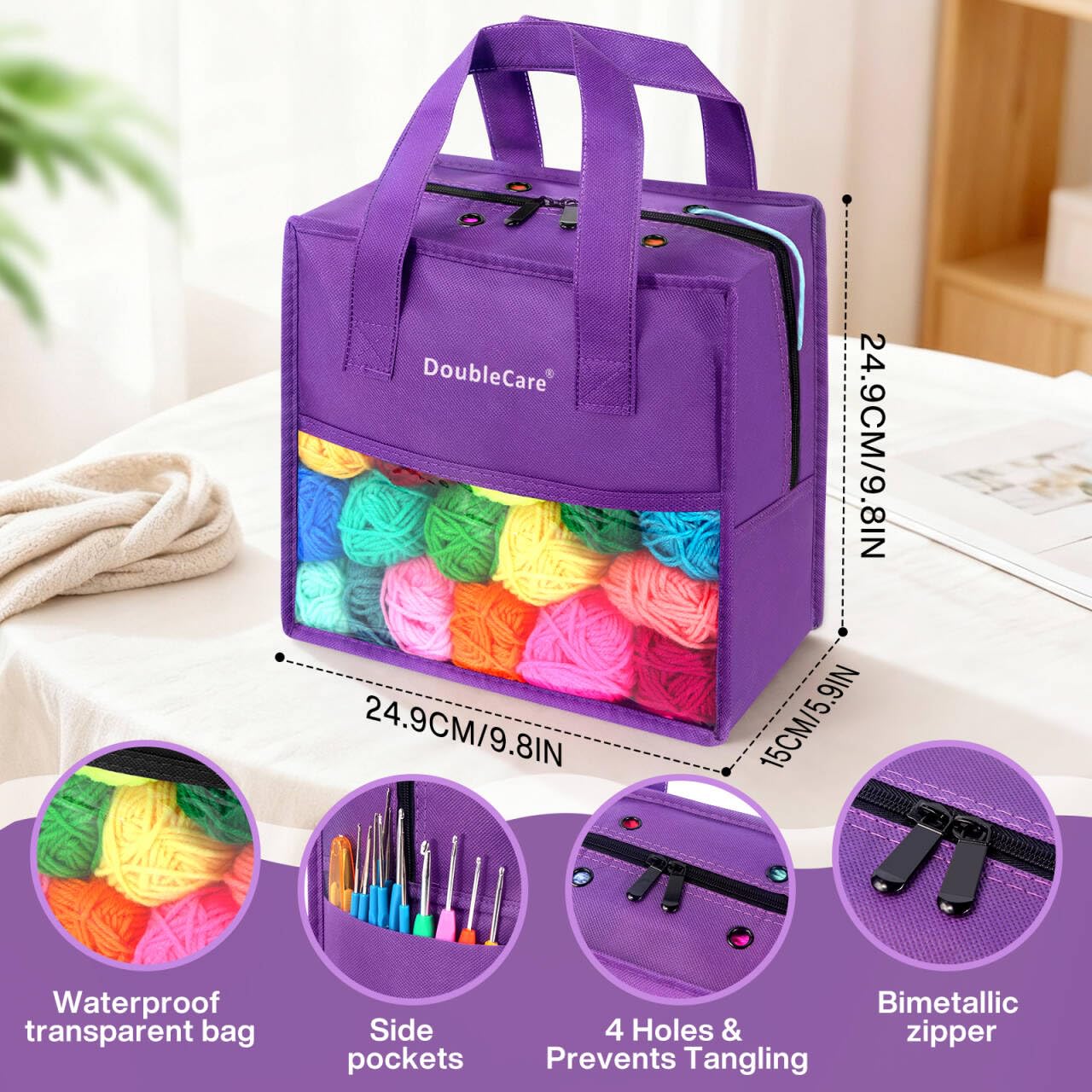 DoubleCare Juego de 90 piezas de ganchillo para principiantes, hilo de 1575 yardas en 36 colores, juego de accesorios de ganchillo de 54 piezas, incluye agujas de ganchillo ergonómicas para amigurumi