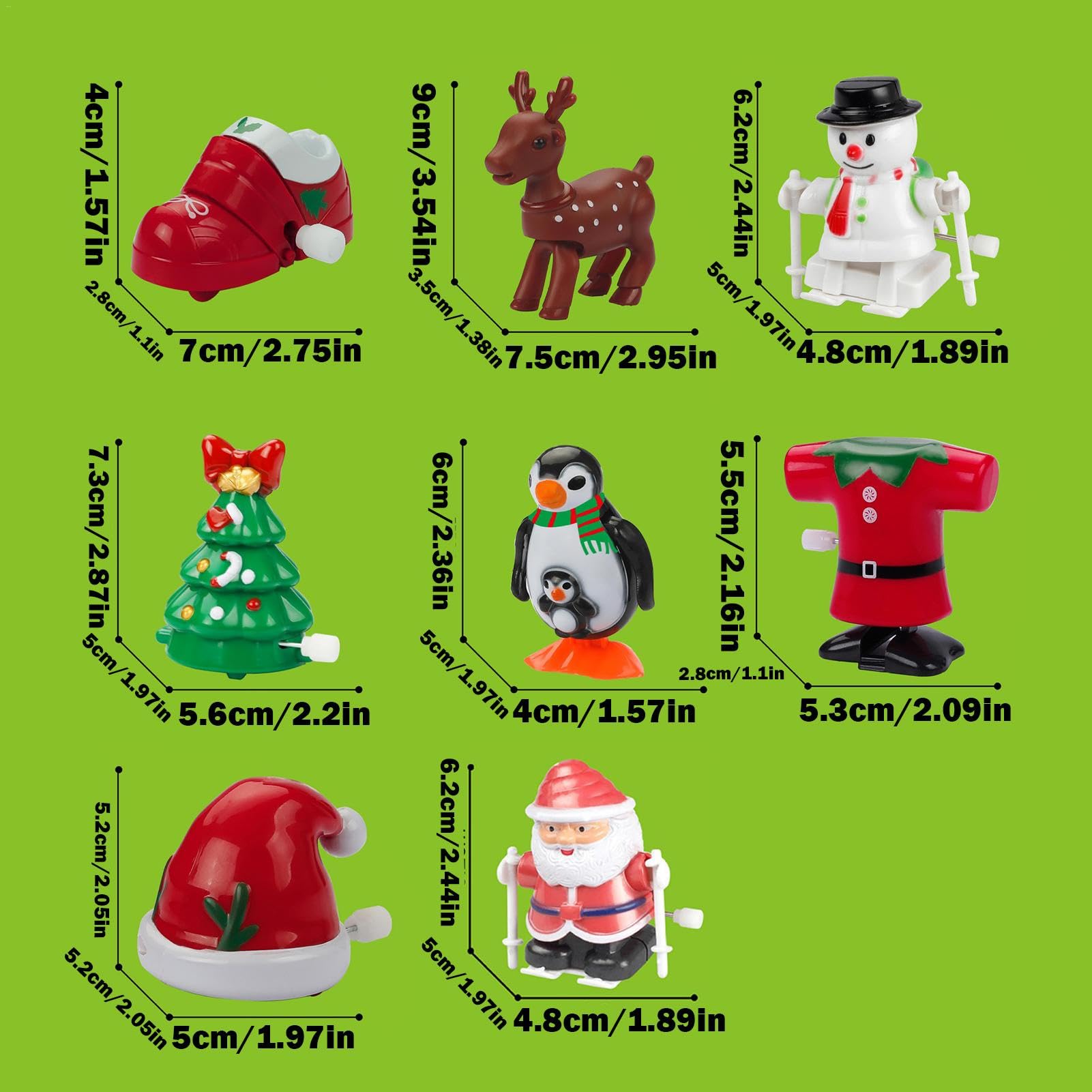 Set De 8 Figuras Navideñas De Cuerda, Personajes Como Papá Noel, Reno Y Muñecos De Nieve, Sin Pilas, Para Decoración Y Regalos De Adviento