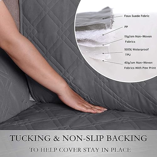 Miniatura 5 de Turquoize Funda para sofá impermeable para mascotas y niños, protector de muebles con parte trasera antideslizante, lavable a máquina.