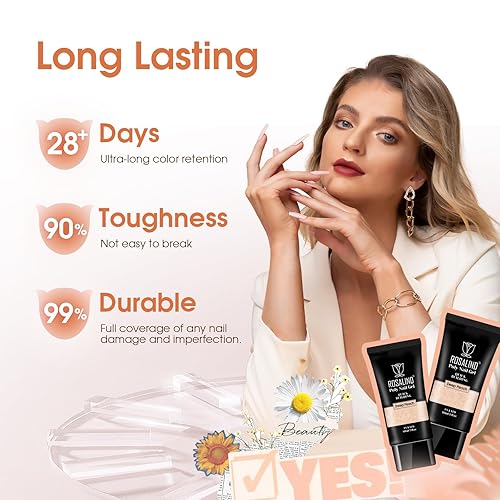 Miniatura 7 de ROSALIND Gel de extensión de polietileno nude, 2.3 fl oz (2.0 fl oz) de gel de uñas de polietileno nude para decoración de uñas, extensión de