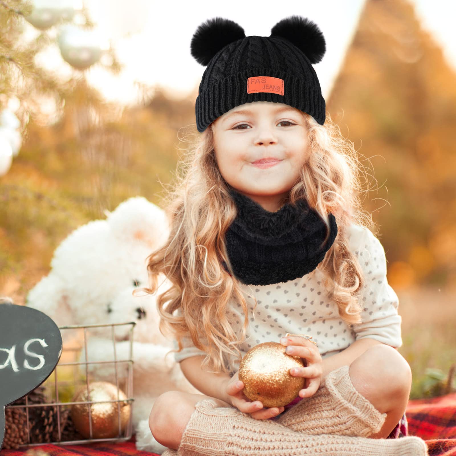 Bekecidi Dziecięca czapka, szalik, rękawiczki, zestaw zimowych czapek, czapka beanie, ciepła czapka z dzianiny, szal pętelkowy, czapka i rękawiczki, dla małych dzieci, zestaw dla chłopców i