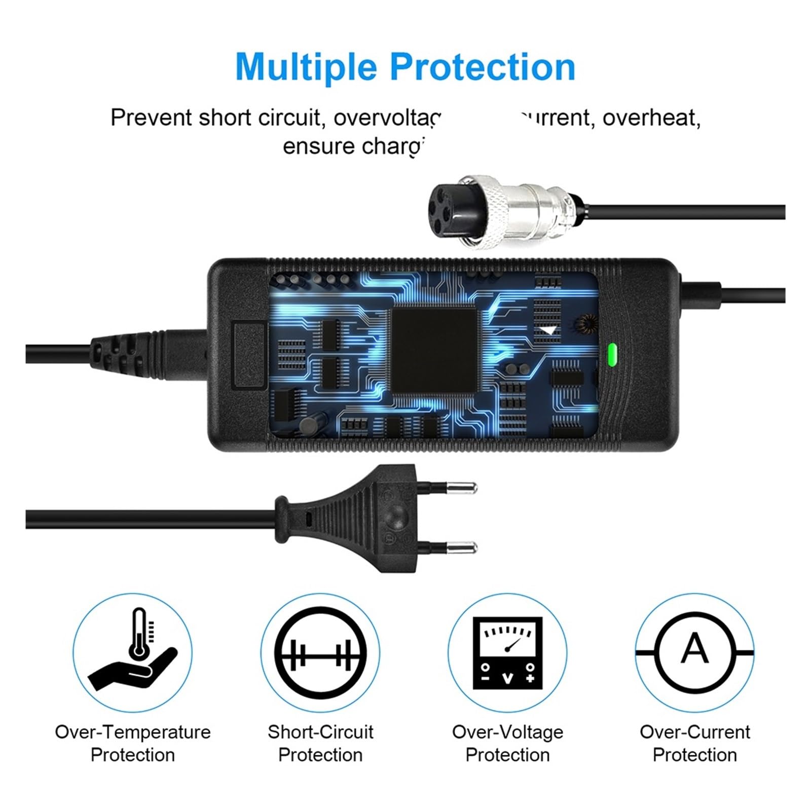 Chargeur d'alimentation de rechange 63 V 2 A, compatible avec Segway Ninebot, S/S-MAX/Mini Lite/Mini Pro, chargeur de scooter à pédale (prise européenne)
