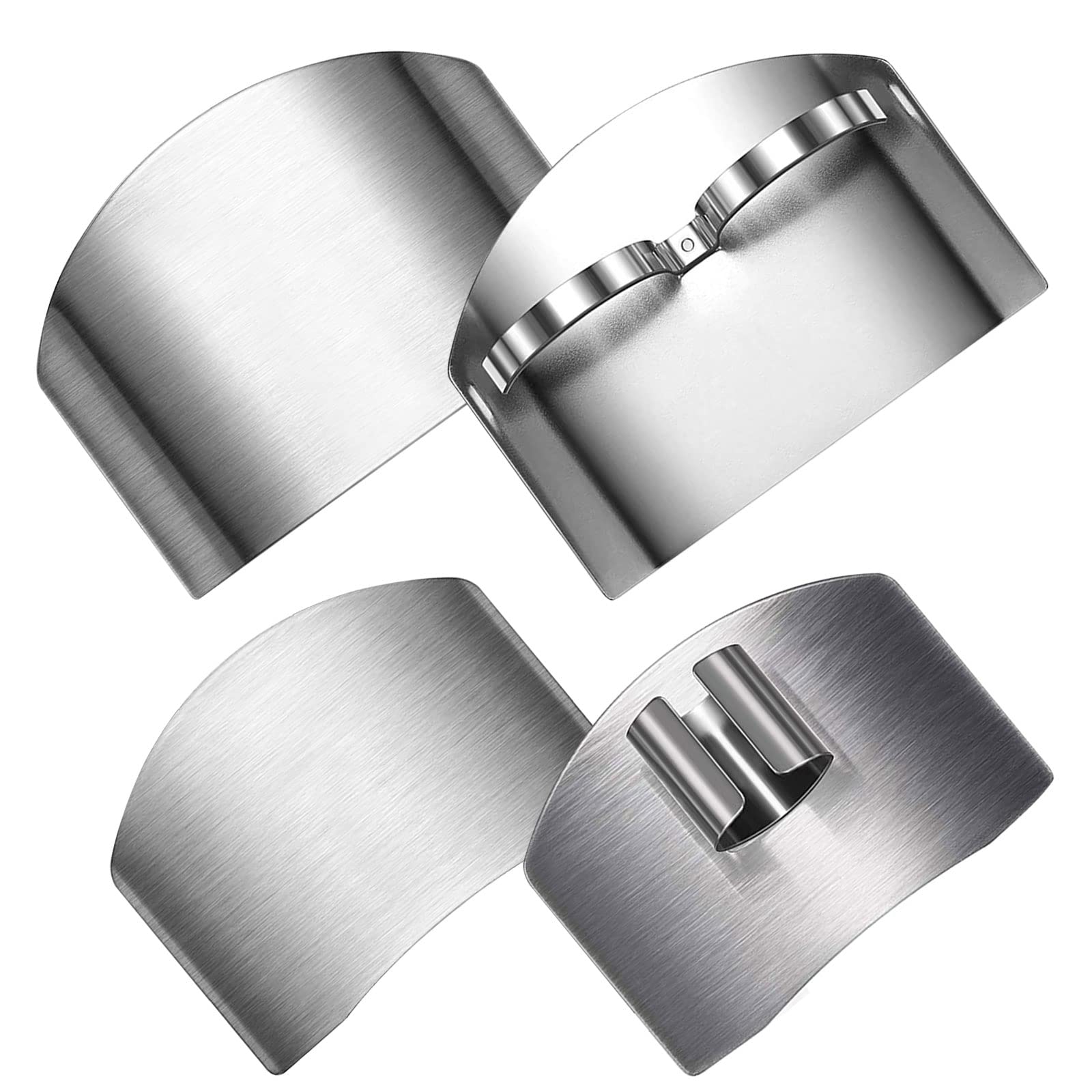 Stainless Steel Finger Guards for Cutting, 4 Pcs Finetaur Finger Guard, Finger Protector for Cutting Vegetables & Food, Kitchen Cooking Gadgets (2Pcs Single Finger + 2Pcs Two Fingers)