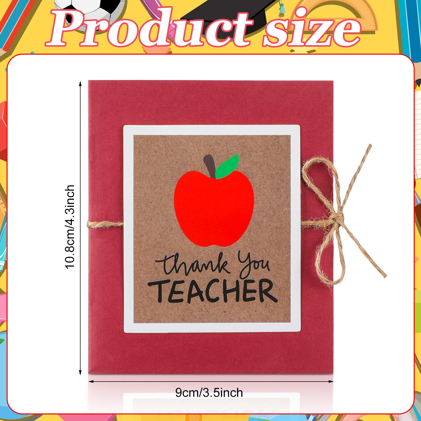 Skyygemm Teacher Gift Card Book Sleeves 5 Card Slots Teacher Appreciation Week Gift Cardholder 4.25 x 3.54 Inch Thank You Money Booklet for Appreciation Holiday Ornament
