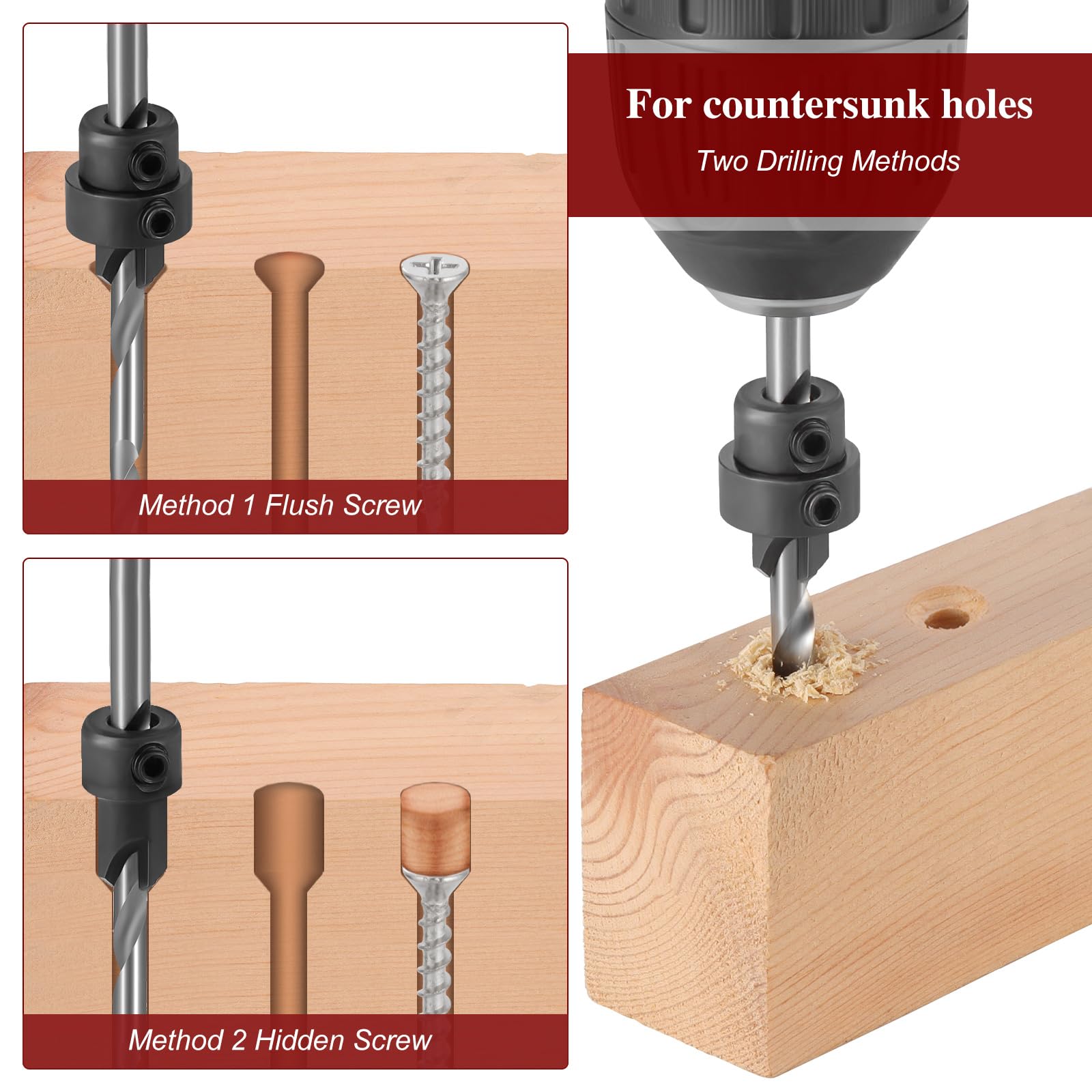 Faankiton 7PCS Countersink Drill Bit Set Woodworking Countersink Drill Bits - Image 4