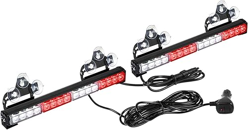 ASPL - Barra de luz LED intermitente de emergencia de 2 x 16.8 pulgadas, para advertencia en tráfico. Barra de luz estroboscópica de 32 LED con 26