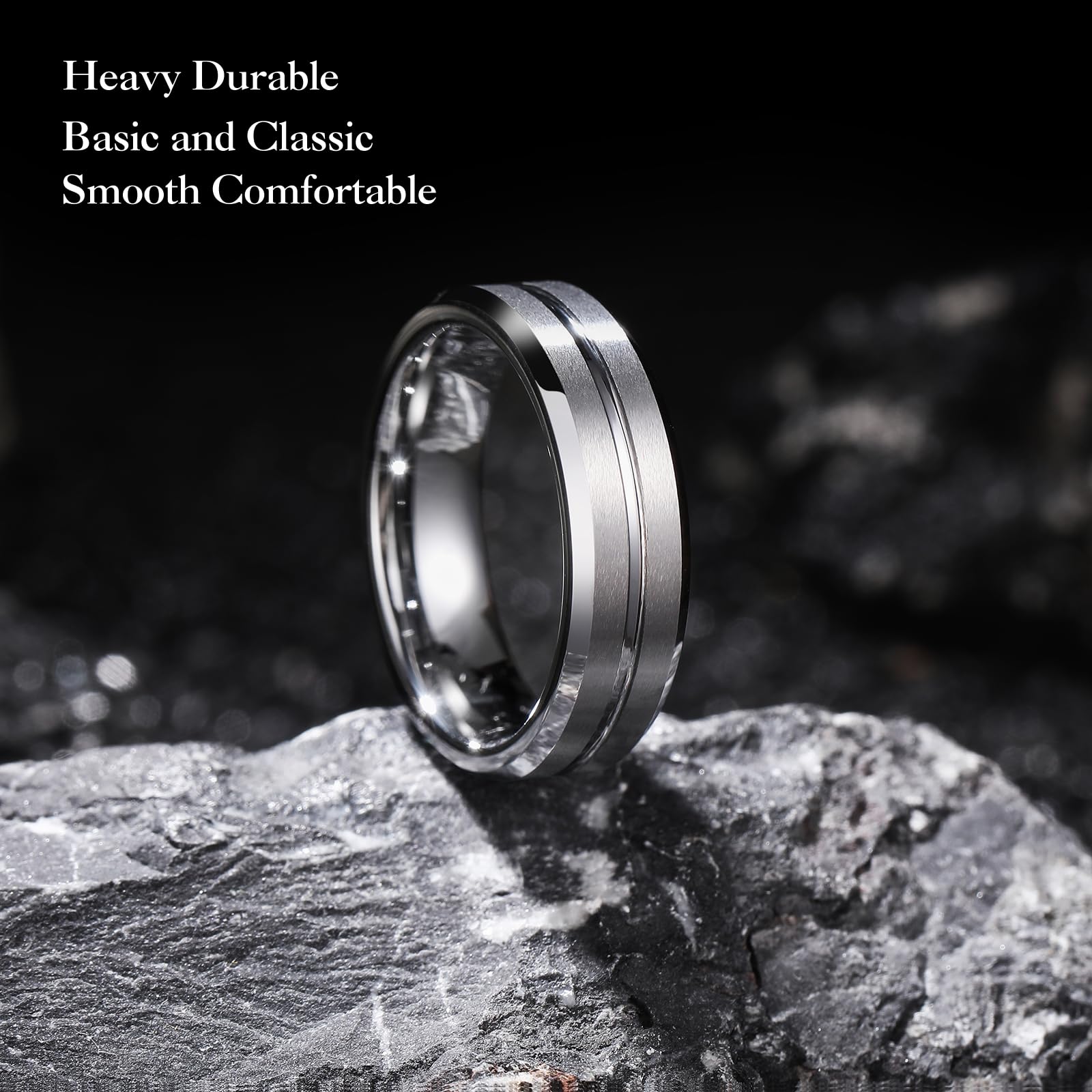 King Will Ehering aus Wolframcarbid 6mm 8mm – Herren Damen Ring Schwarz Gold Blau Grau kratzfest