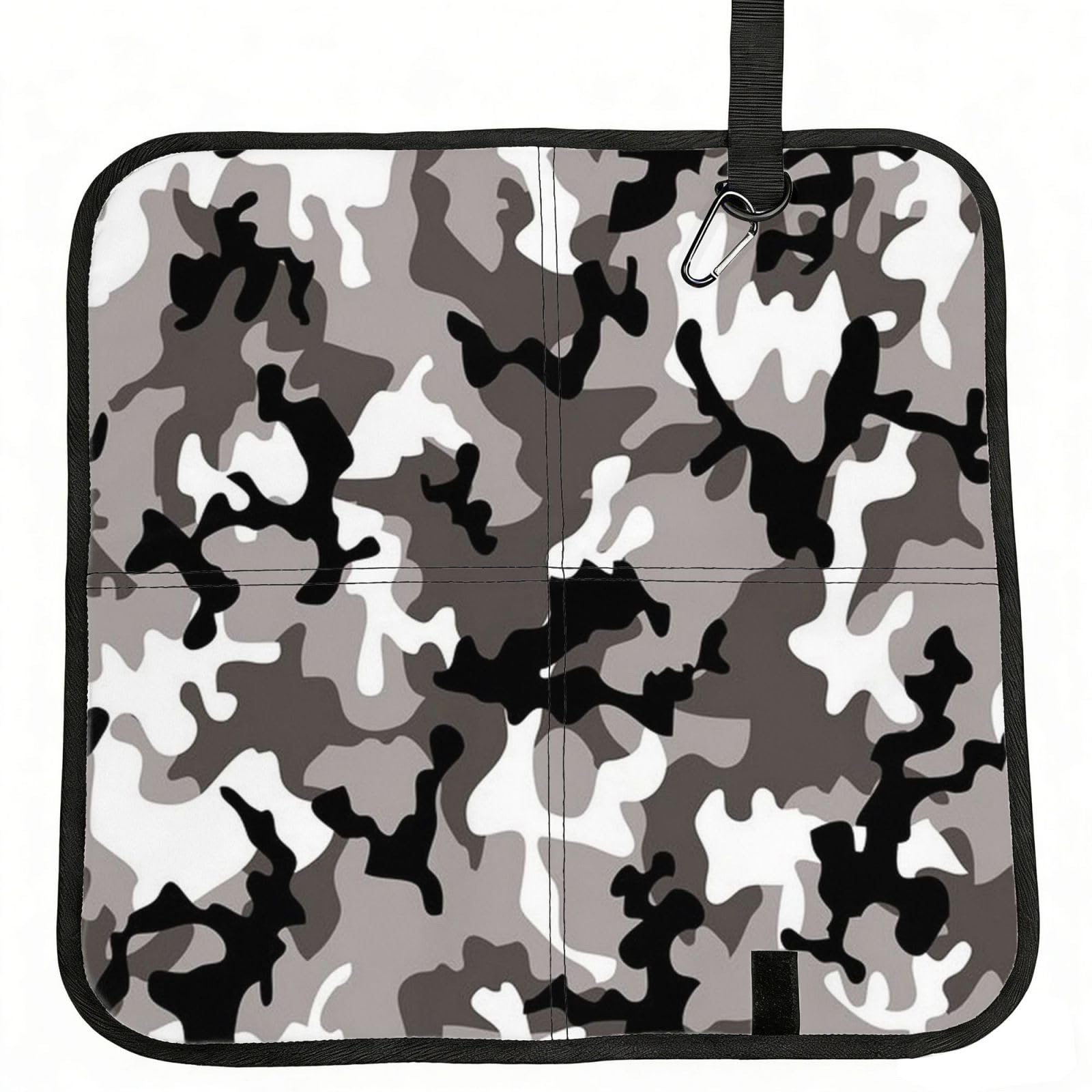 ERCgad Black Grey White Camo Print Foldable Seat Cushion Portable Chair Pad Lightweight Travel Outdoor Office Home