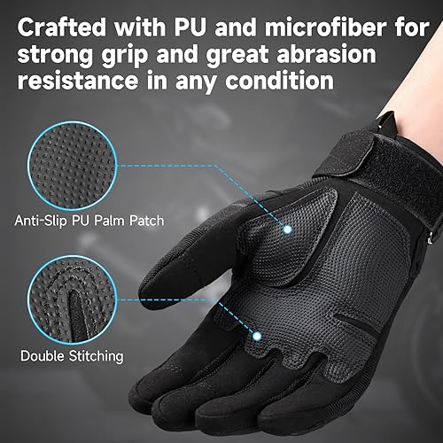 Miniatura 5 de Cierto Guantes de motocicleta para hombres y mujeres guantes tácticos para pantalla táctil con dedo completo, nudillos duros transpirables y muñeca