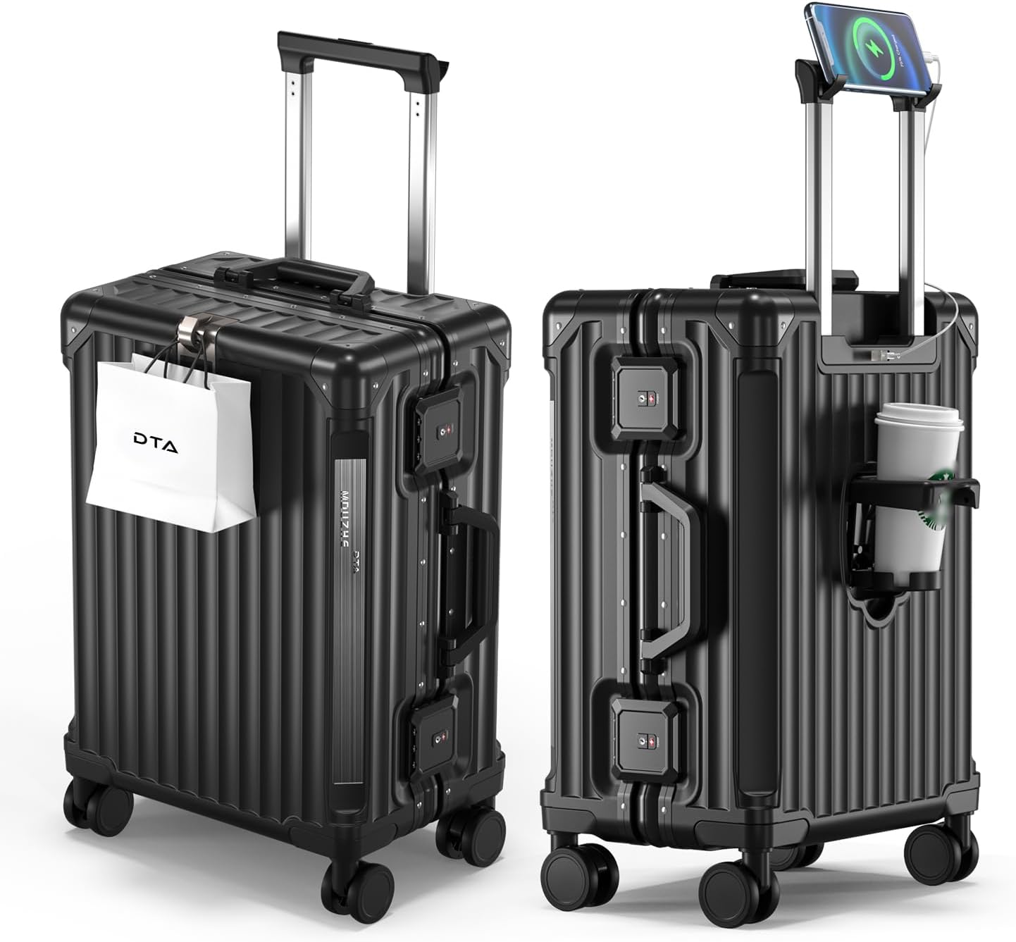 20-inch Carry On Luggage - Zipperless, Aluminum Frame, No Zipper Hard Shell PC Suitcase, Noble TSA Airline Approved Suitcases with Spinner Wheels