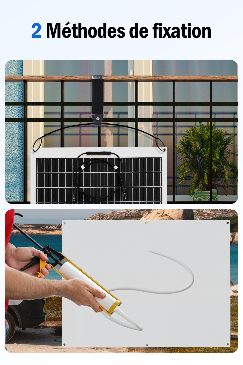 ECO-WORTHY Panneau Solaire Souple 12V 130W Panneau Solaire Flexible Monocristallin Panneau photovoltaïque pour camping-car, caravane, bateaux et surfaces inégales