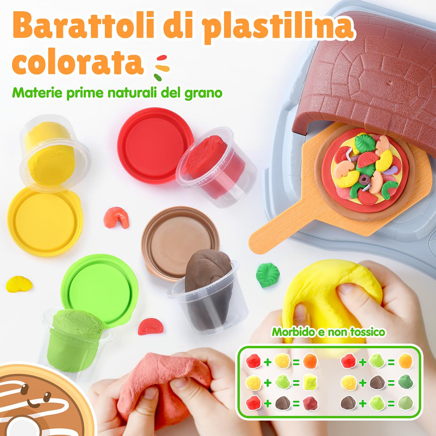PLAY Pizza Plastilina Kitchen Creations, Set di Plastilina Creativa per la Pizza con strumenti per impasto, posate, macchina per la pasta, Pasta Pizza Giocattolo per Ragazzi & Ragazze 3+ Anni