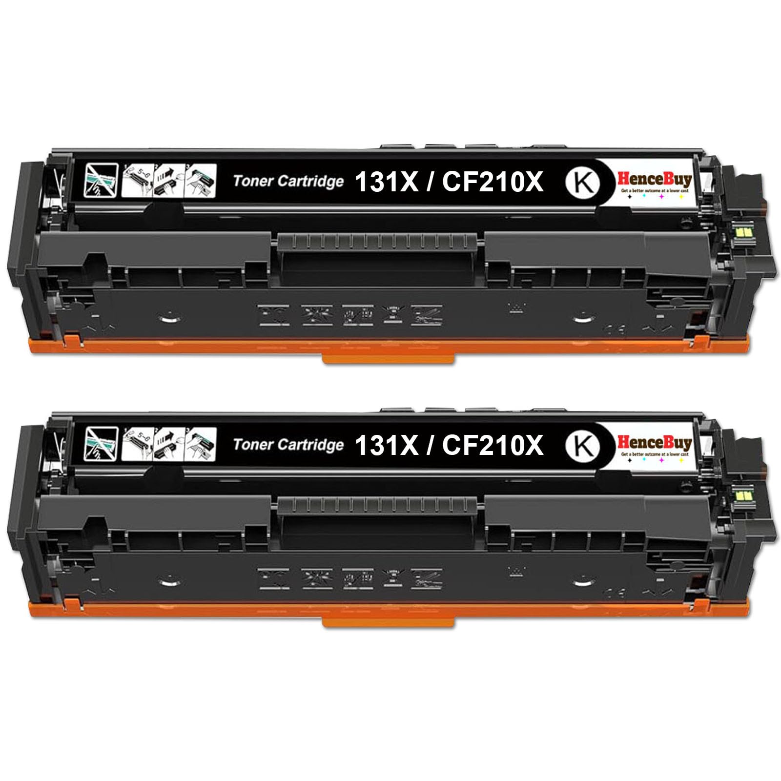 HenceBuy CF210X 131X Black Toner Cartridges Compatible for HP 131X CF210X CF210A 131A for HP LaserJet Pro 200 color MFP M276nw M276n M251n M251nw Printer (2 Black)