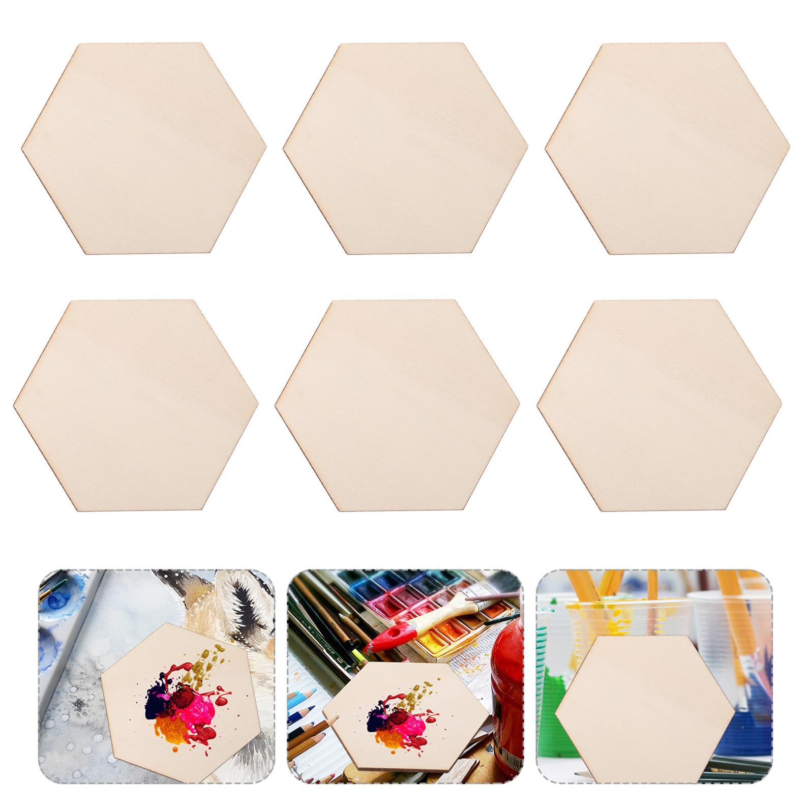 Zerodeko 100 Pezzi Dischetti in Legno Esagonali Naturali Non Finiti per Decorazioni Versatili, Finitura Legno Naturale, per Feste e Matrimoni Artigianali