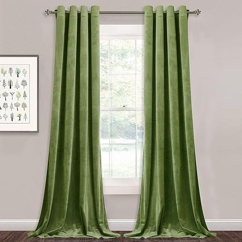 Miniatura 17 de StangH Cortinas de Terciopelo Verde Azulado Opacas - Cortinas de Servicio Pesado con Aislamiento Térmico Decoración del Hogar para Sala de Estar de
