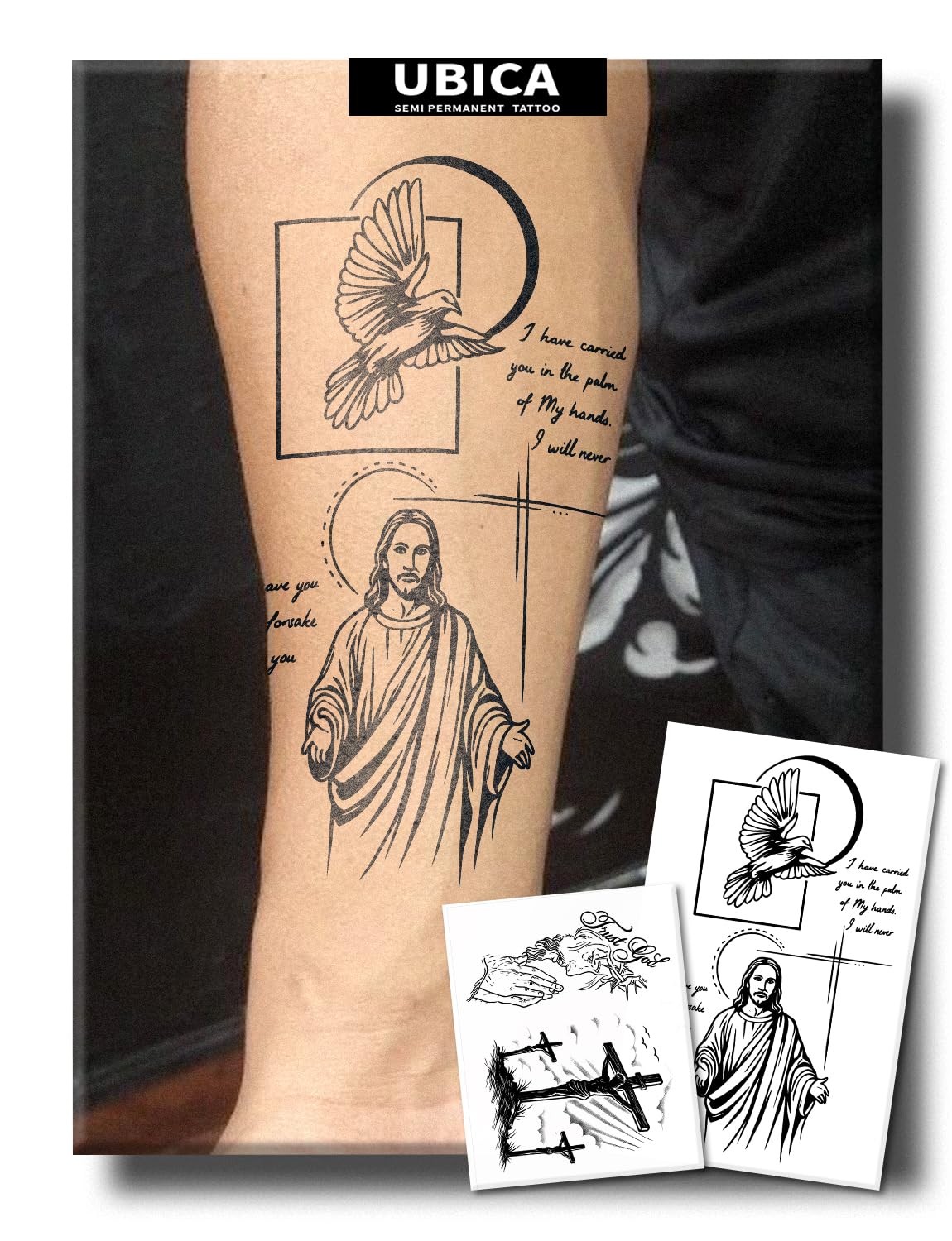 Photo 1 of UBICA Semi Permanent Tattoos - Christian Jesus & Cross Design