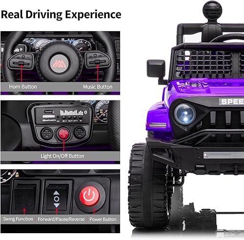 Miniatura 9 de Vehículo eléctrico eléctrico con batería de 12 V con control remoto, botón de arranque, botón oscilante, MP3, ruedas eléctricas, vehículos