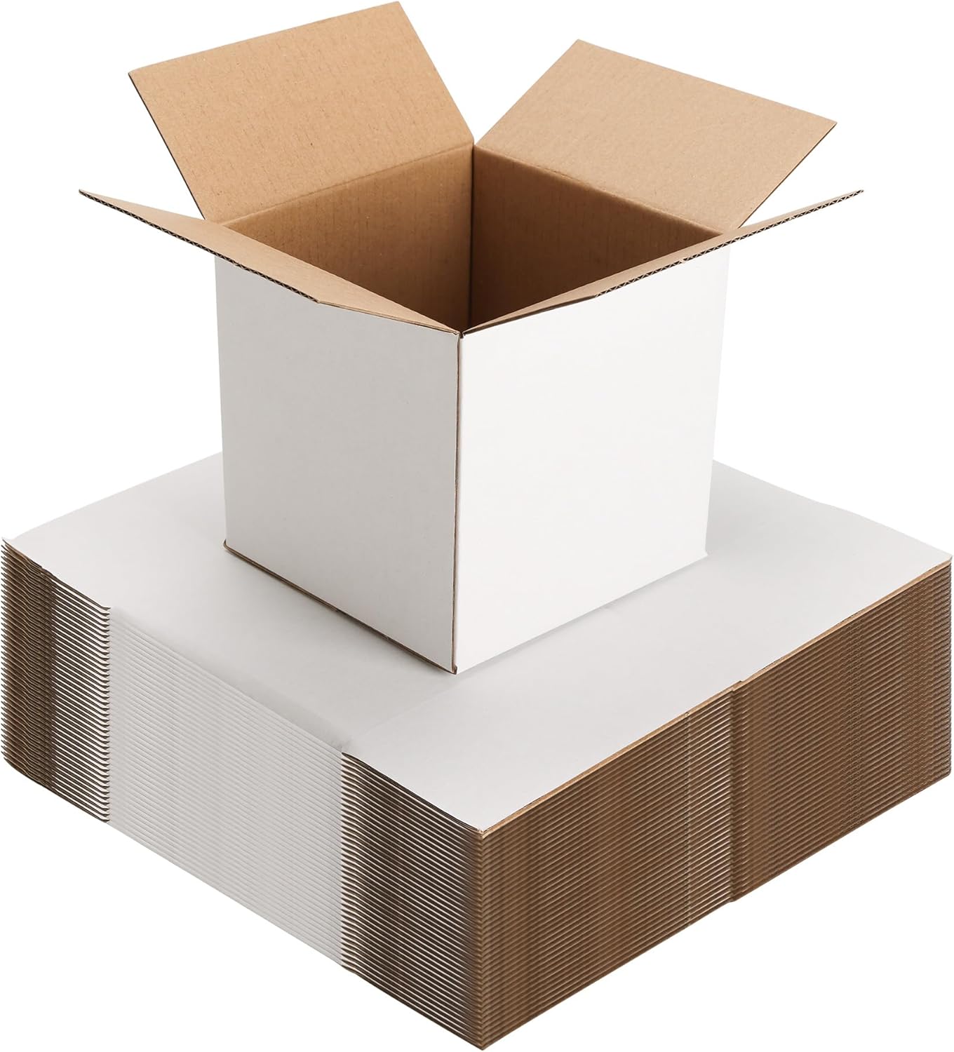 EXYGLO 40 Pack 5x5x5 Shipping Boxes for Small Business, White Corrugated Cardboard Small Box for Packaging, Moving, Mailing, and Storing