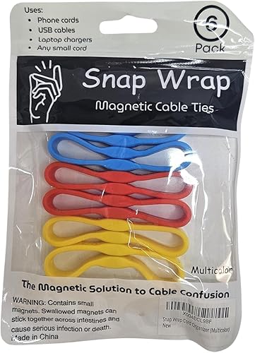 Miniatura 3 de Snap Wrap - Organizador de cables magnético de silicona profesional, paquete de 6 unidades, bandas de gestión de cables de fácil operación con una