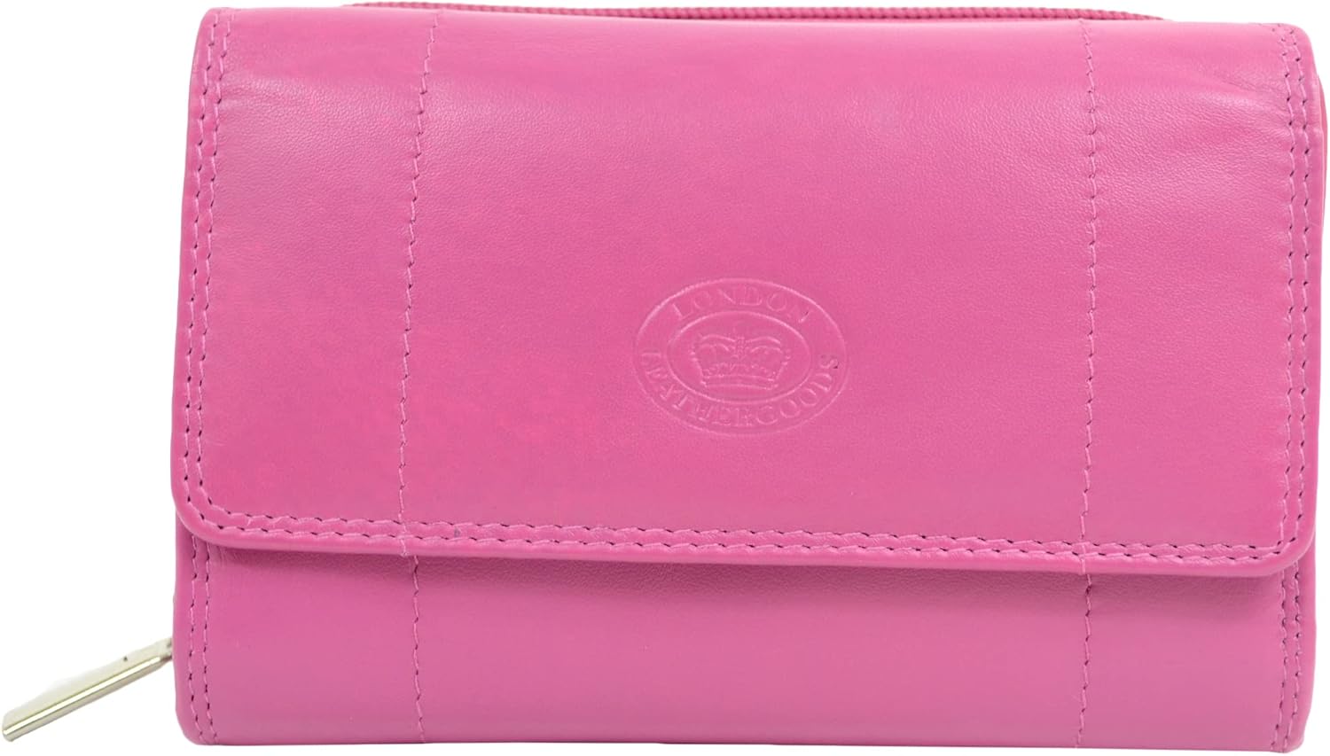 Bolso De Piel De Napa Real Suave Con Cremallera Para Mujer, Con Solapa Frontal Y Doble Sección De Giro Para Tarjeta De Crédito, Black, Talla única, Casual