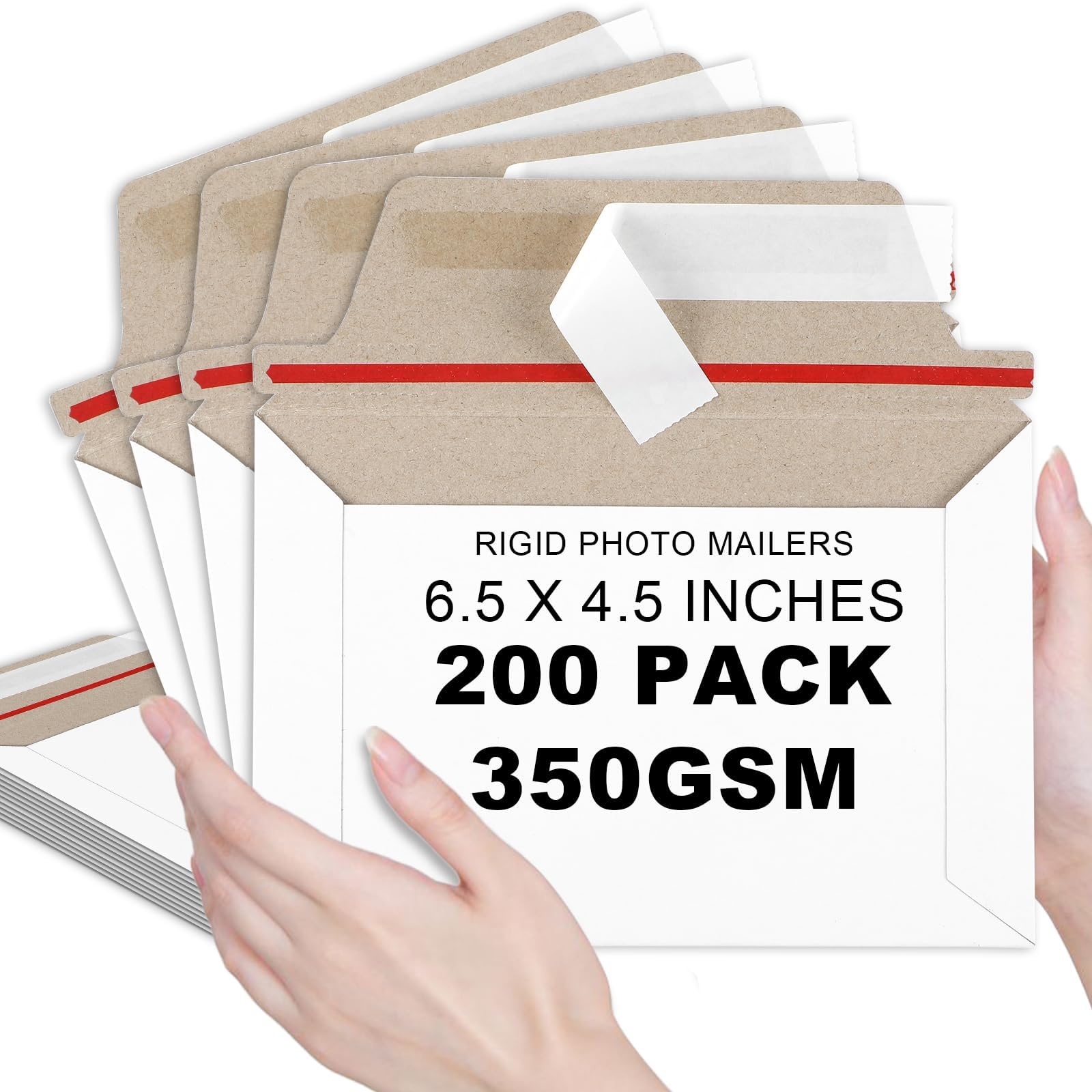party greeting 200 Pcs 6.5 x 4.5 Rigid Mailers with Self Seal Envelopes Stay Flat Photo Mailers Sports Cards Rigid Envelopes for Postcard CD Comic