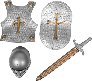 1set Lightweight Compact Boys and Girls Knight Costume Set Toy Shield Armour Helmet Sword
