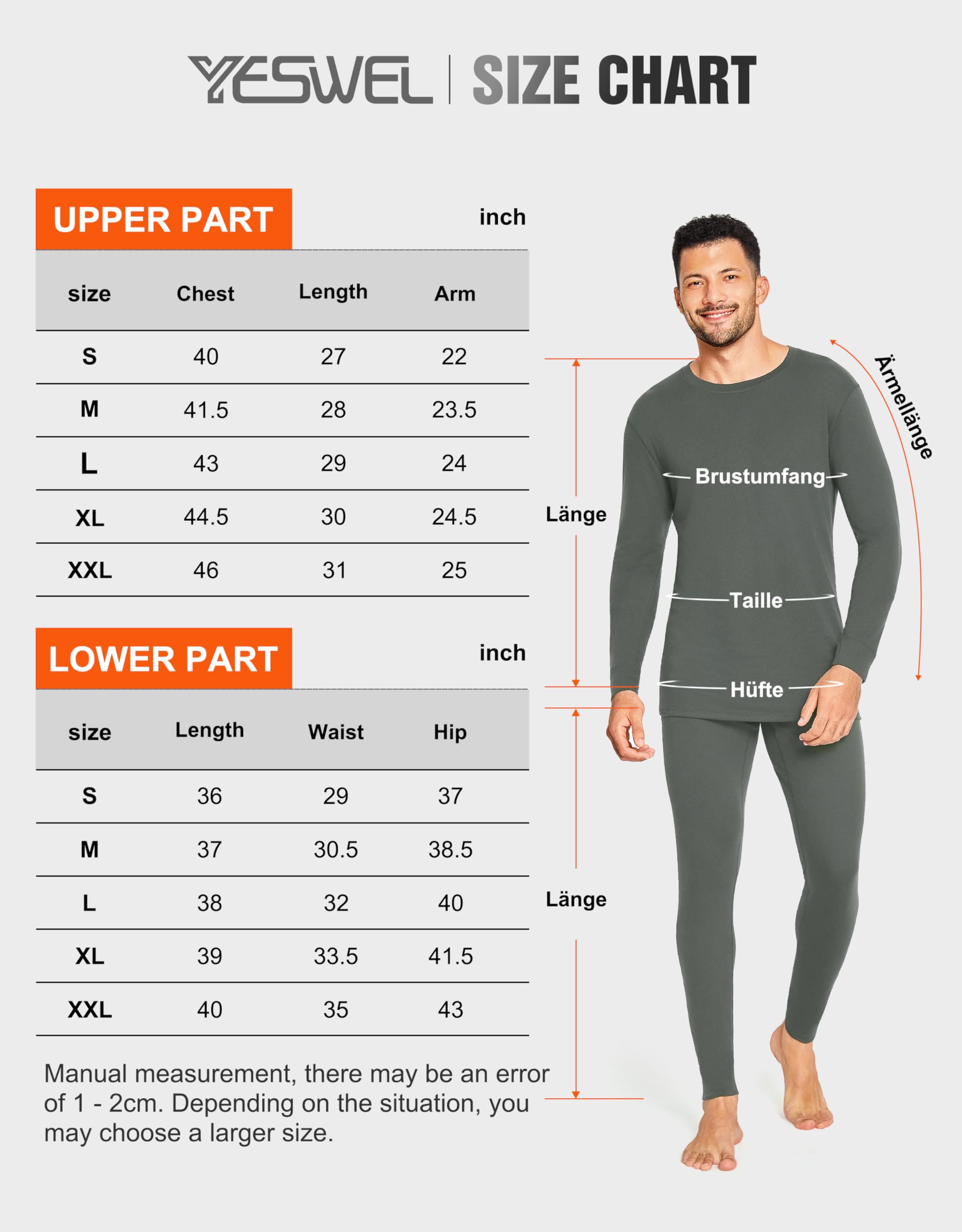 YESWEL 100% Ropa Interior de Merino para Hombre, Juego Termo Interior Suave para Invierno, Ropa Interior de Esquí de Lana Merina Cálida, Camisa de Manga Larga y Pantalón (Talla M-XXL)