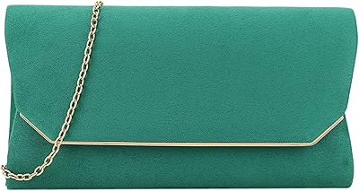 Girly HandBags Women Plain Faux Suede Clutch Bag Green