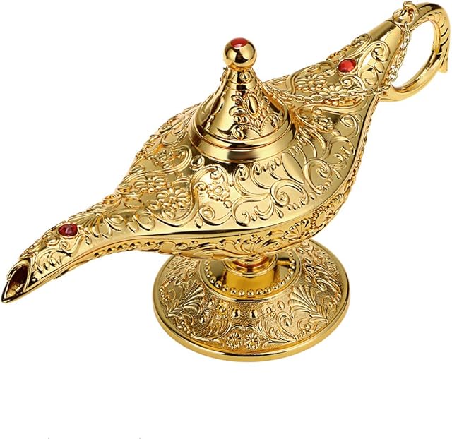 IGNPION Aladdin Lamp Legend Magic Genie Light Classic Home Office Table Ornament Vintage Decoration with Gift Box (Golden)