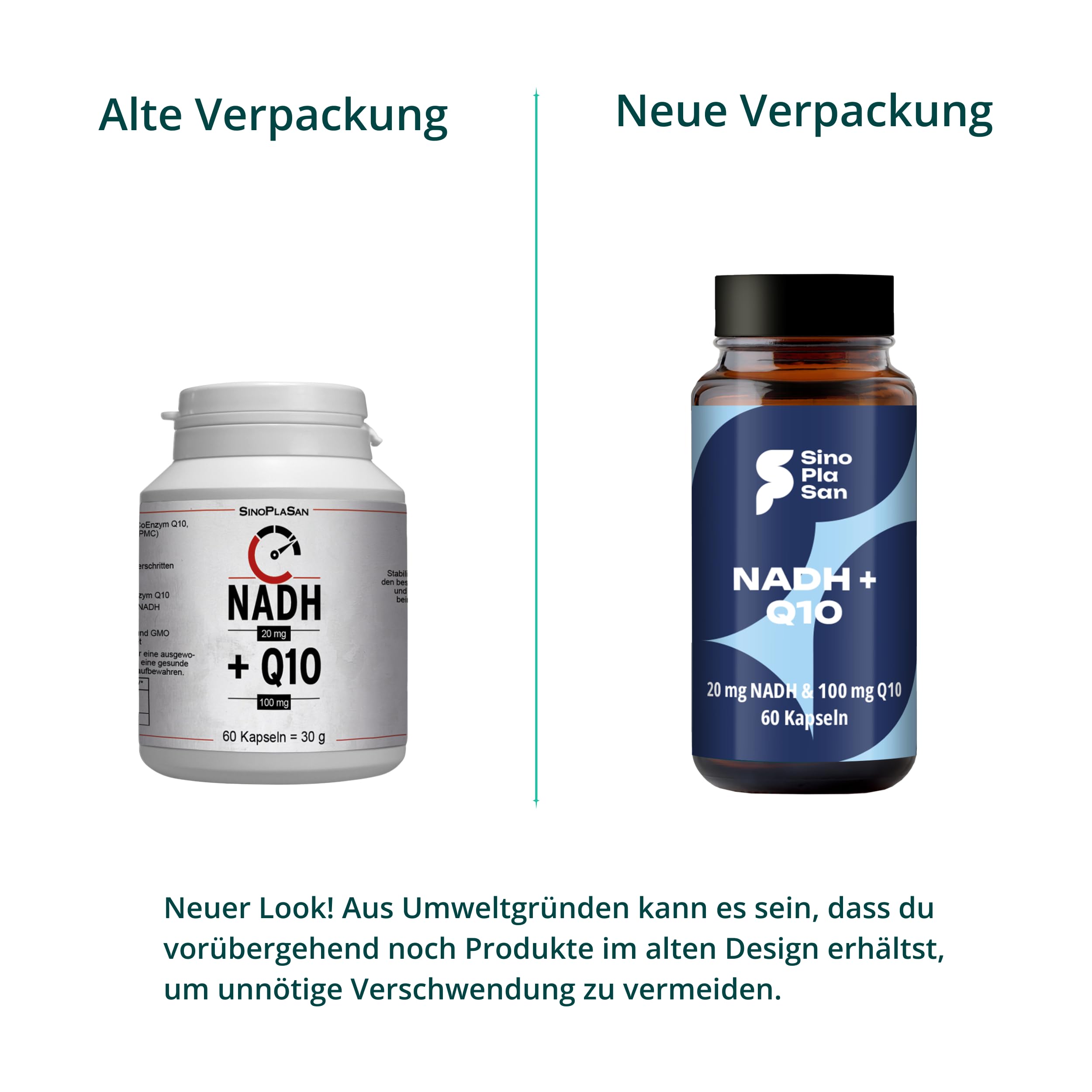 NADH (Panmol®) 20 mg + Coenzym Q10 100 mg Kapseln | 60 Kapseln | laktosefrei | OHNE Magnesiumstearat | Made in Germany