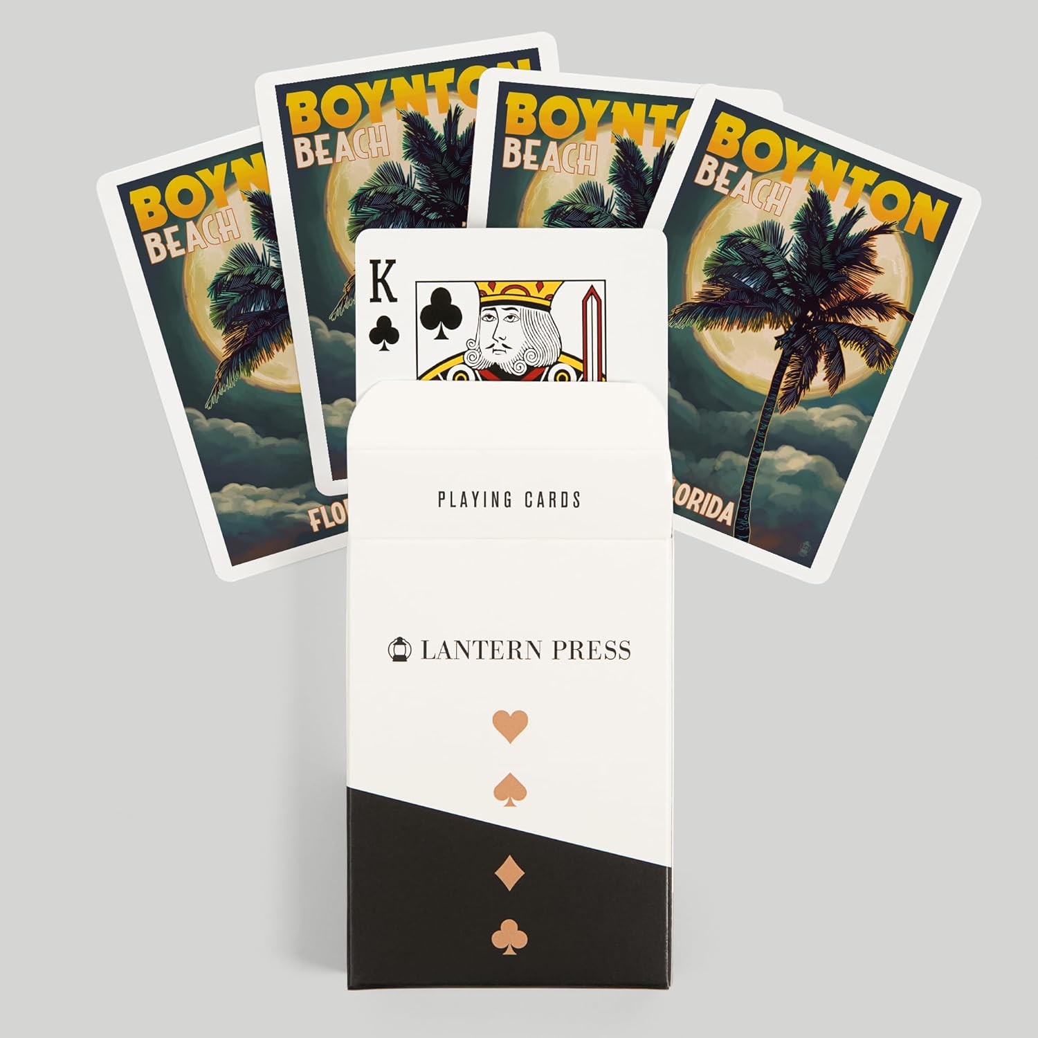 Lantern Press Boynton Beach, Florida, Palm and Moon, 52 Playing Cards for Adults, Poker Size Card Deck