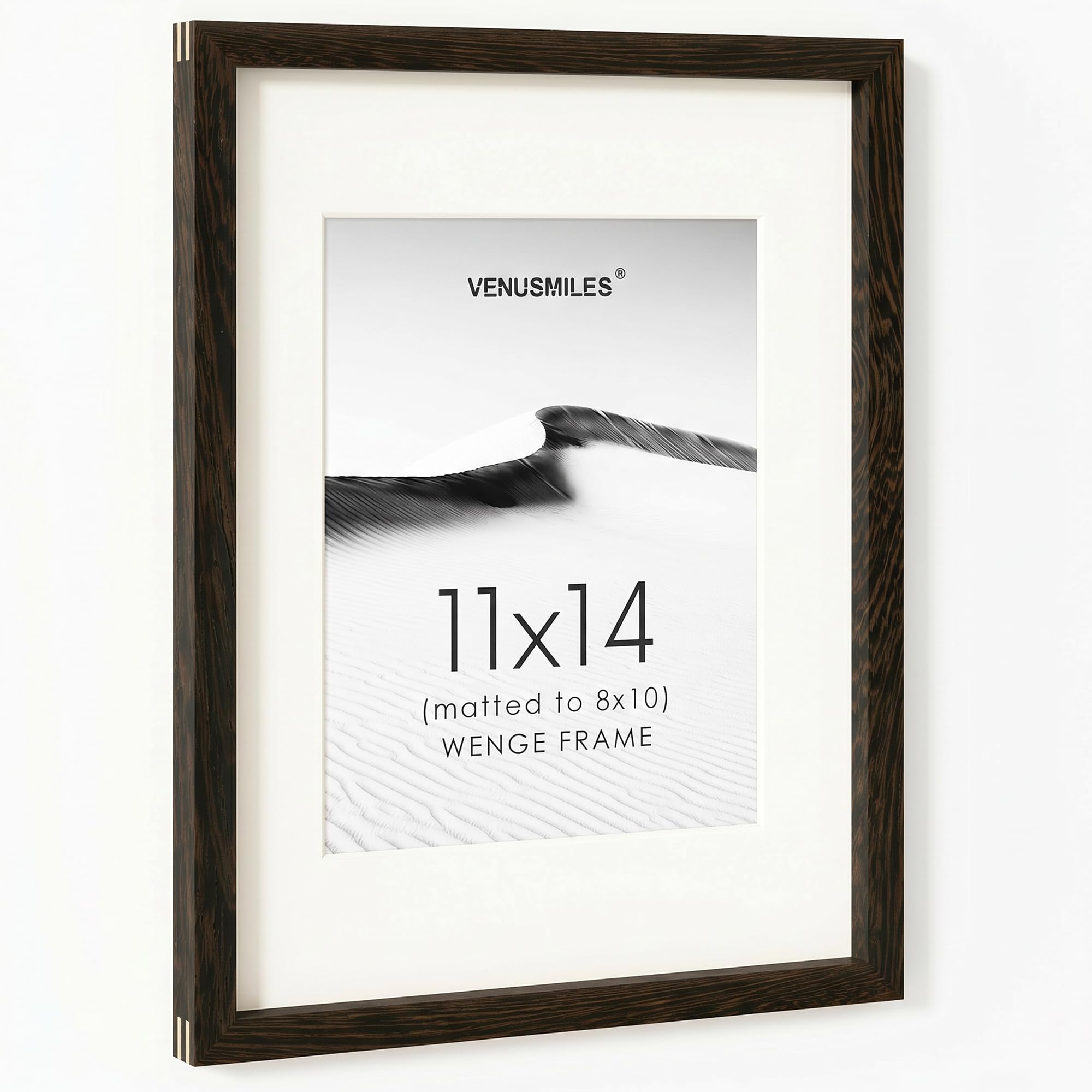 11x14 Picture Frame, USA-Sourced Natural Wenge Wood Photo Collage Frame