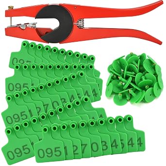 EASY 100 Sets Green Cattle Ear Tags with Applicator