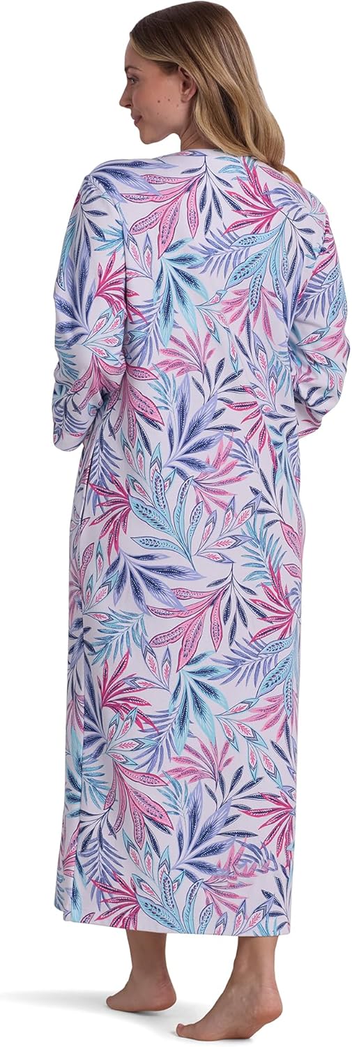 Miss Elaine Women's Interlock Knit Robe, Long Sleeves and Pockets, Front Zipper, Sleepwear and Loungewear - Image 2