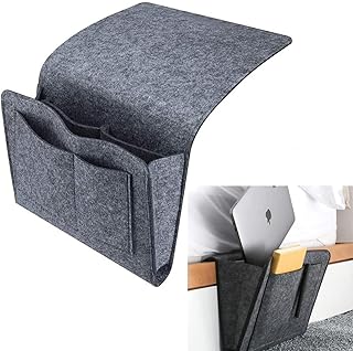 NC Bedside Storage Pocket, Felt Bedside Hanging Storage Organizer Bag Anti-Slip for Organizing Books Accessories and More Small Something, Suitable for All Types of Beds and Sofas (dark grey)