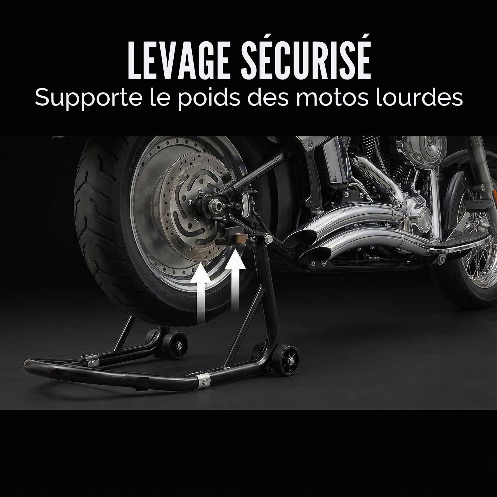 Support De Béquille De Moto: Béquille Arrière D'atelier Moto, Crochet De Levage Oscillant pour Cric De Moto, Support De Griffe pour Adaptateur Oscillant (Tube Carré, L, 1 Paire)