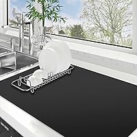 Vista 15 de WISELIFE Tapete de secado de platos súper absorbente, tapete de secado de platos grande para encimera de cocina, tapete de secado de platos fácil