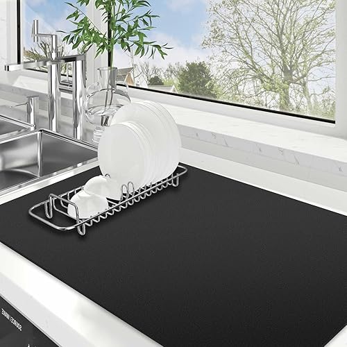 Miniatura 15 de WISELIFE Tapete de secado de platos súper absorbente, tapete de secado de platos grande para encimera de cocina, tapete de secado de platos fácil