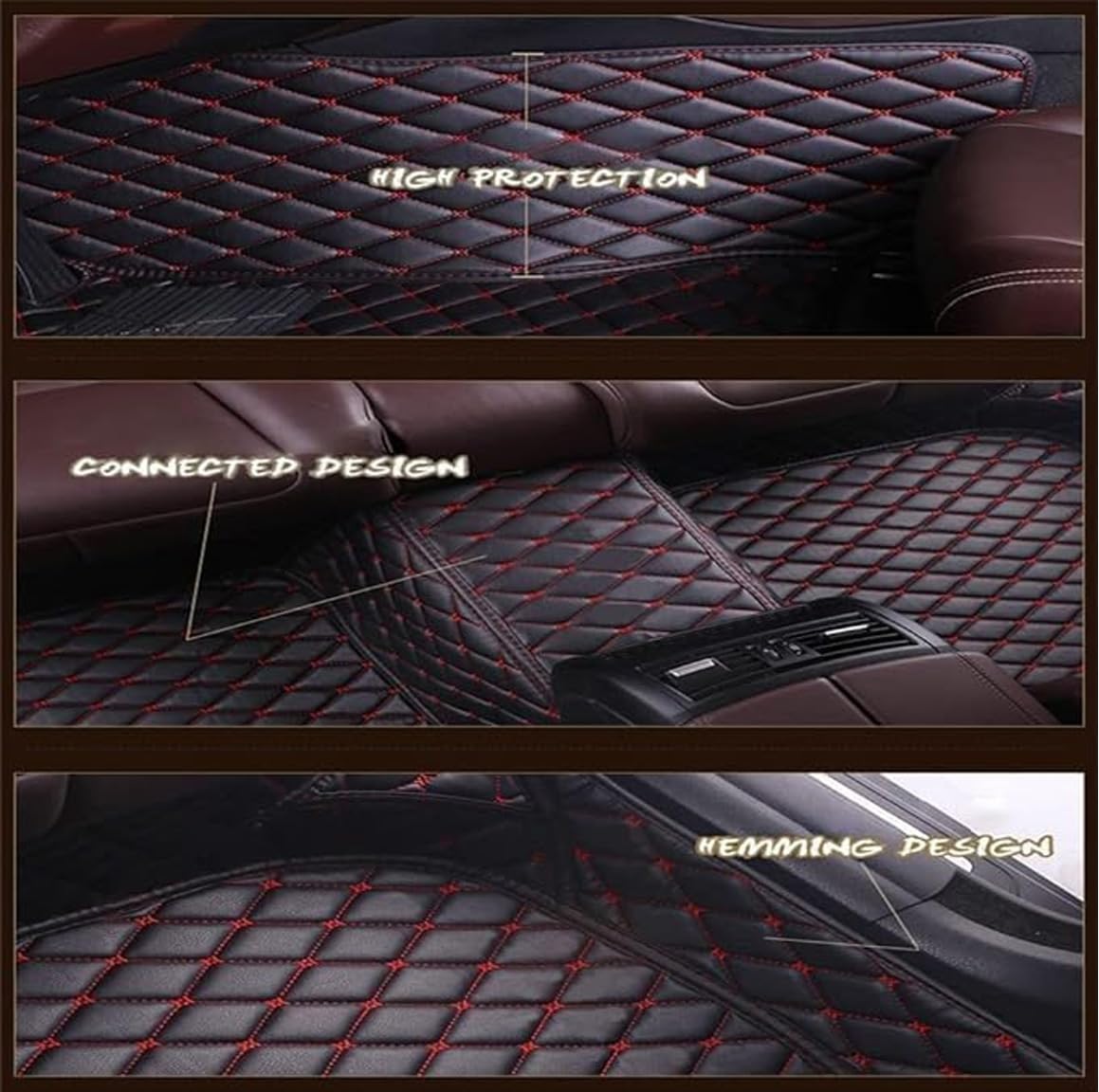 Dywaniki samochodowe do Peugeot 3008 2017-2024 (LHD), skórzane, na każdą pogodę, antypoślizgowe, zestaw akcesoriów samochodowych, B/Black Rice