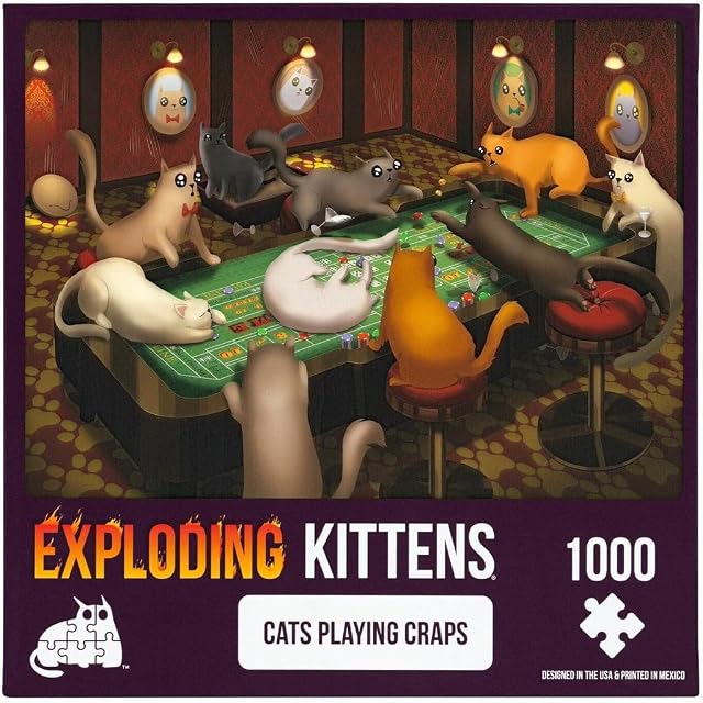 Foto 2 de 2 de Exploding Kittens Jigsaw Puzzles for Adults - Cats Playing Craps