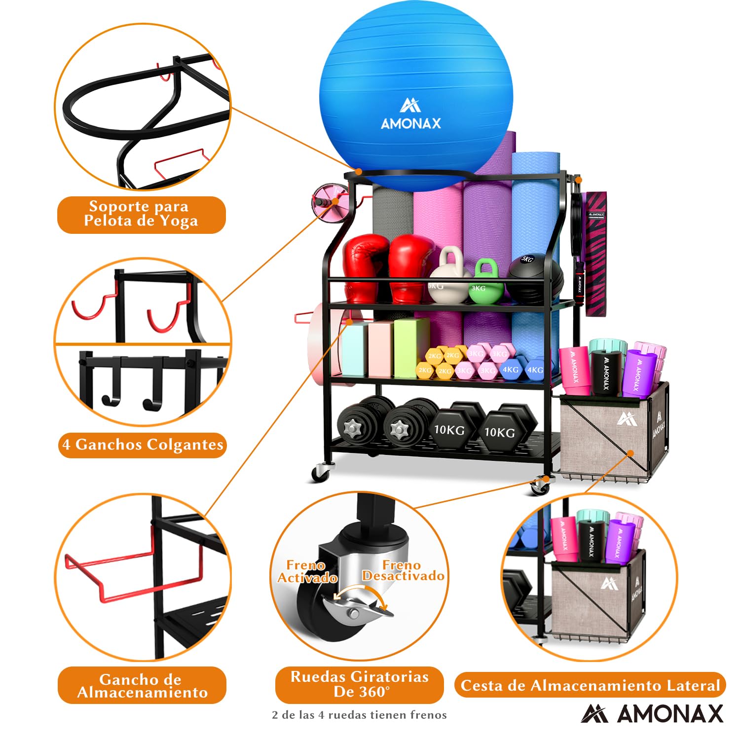 Amonax Soporte Para Mancuernas Gimnasio En Casa, Estante De Pesas Yoga, Soporte Para Pesas Rusas, Estante Para Soporte Mancuernas, Kit Gym En Casa Estante De Almacenamiento Para Mujeres